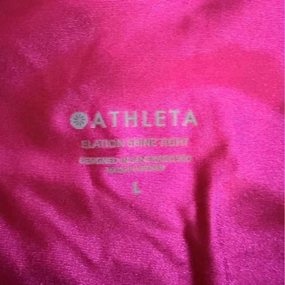 Athleta Elation Shine Tight High-Waisted Leggings Neon Bright Pink Size L - Picture 9 of 10
